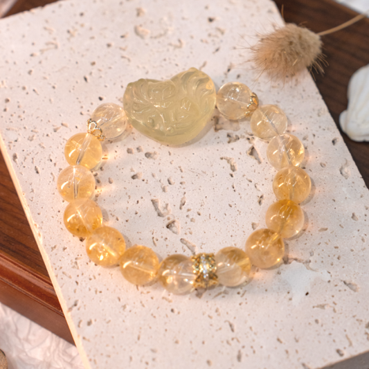Citrine Bracelet - Golden Fox Charm
