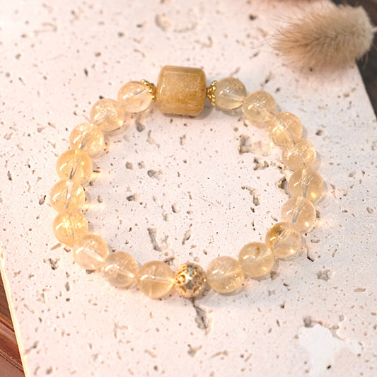 Golden Rutilated Quartz & Citrine Bracelet - Golden Radiance