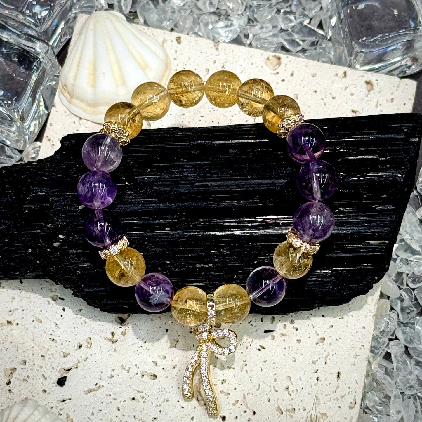 Amethyst & Citrine Bracelet - Heart of Violet & Gold