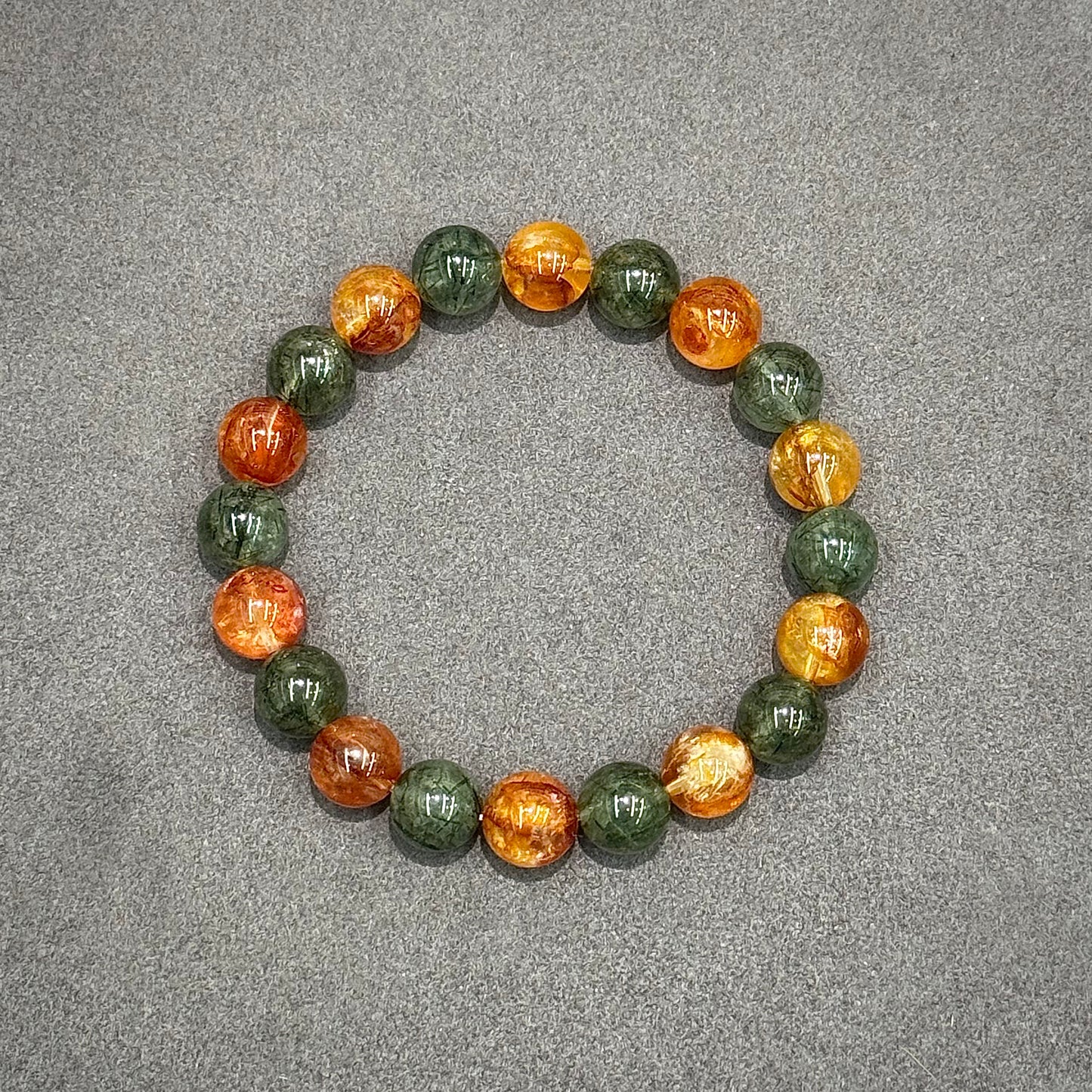 Red Hematoid Quartz & Green Rutilated Quartz Bracelet - Ground & Grow
