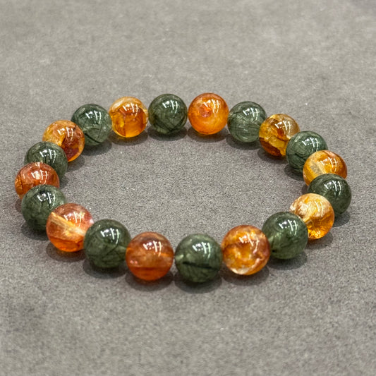 Red Hematoid Quartz & Green Rutilated Quartz Bracelet - Ground & Grow