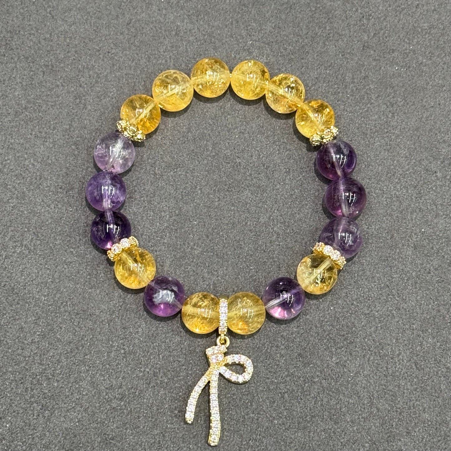 Amethyst & Citrine Bracelet - Heart of Violet & Gold