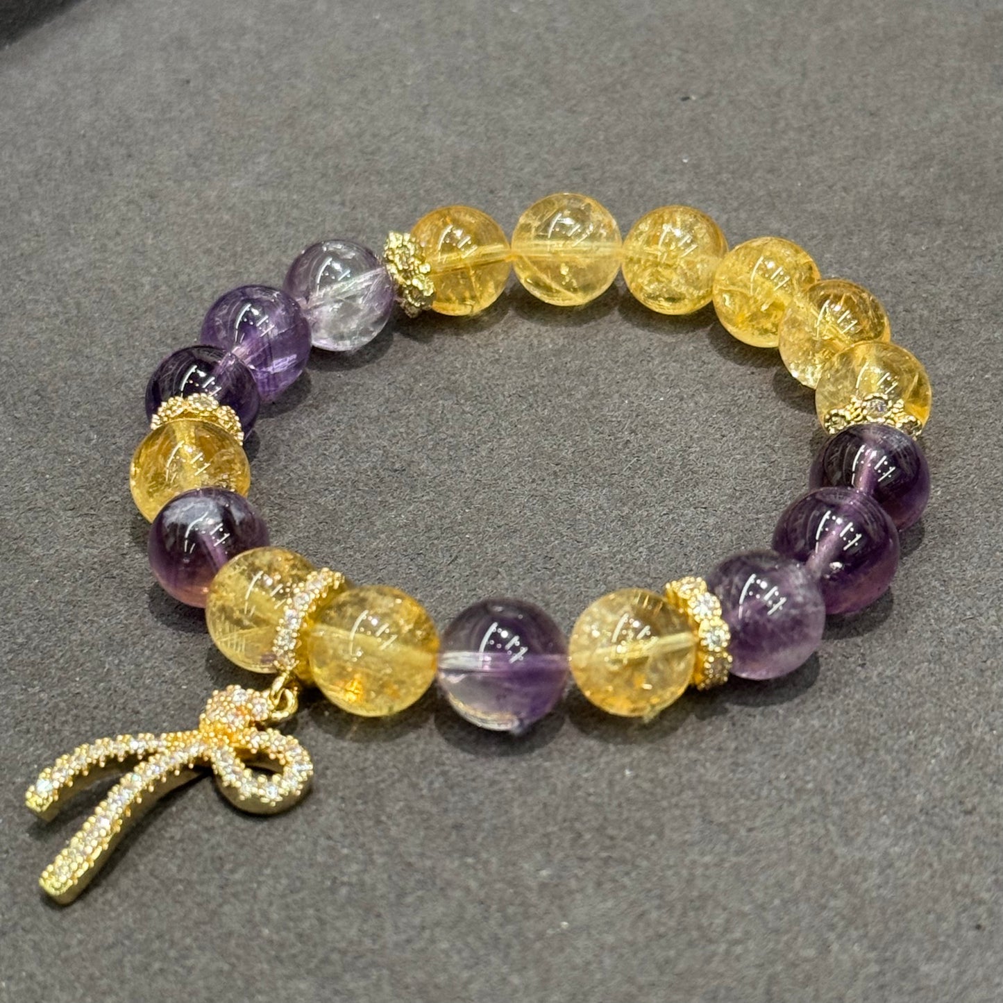 Amethyst & Citrine Bracelet - Heart of Violet & Gold