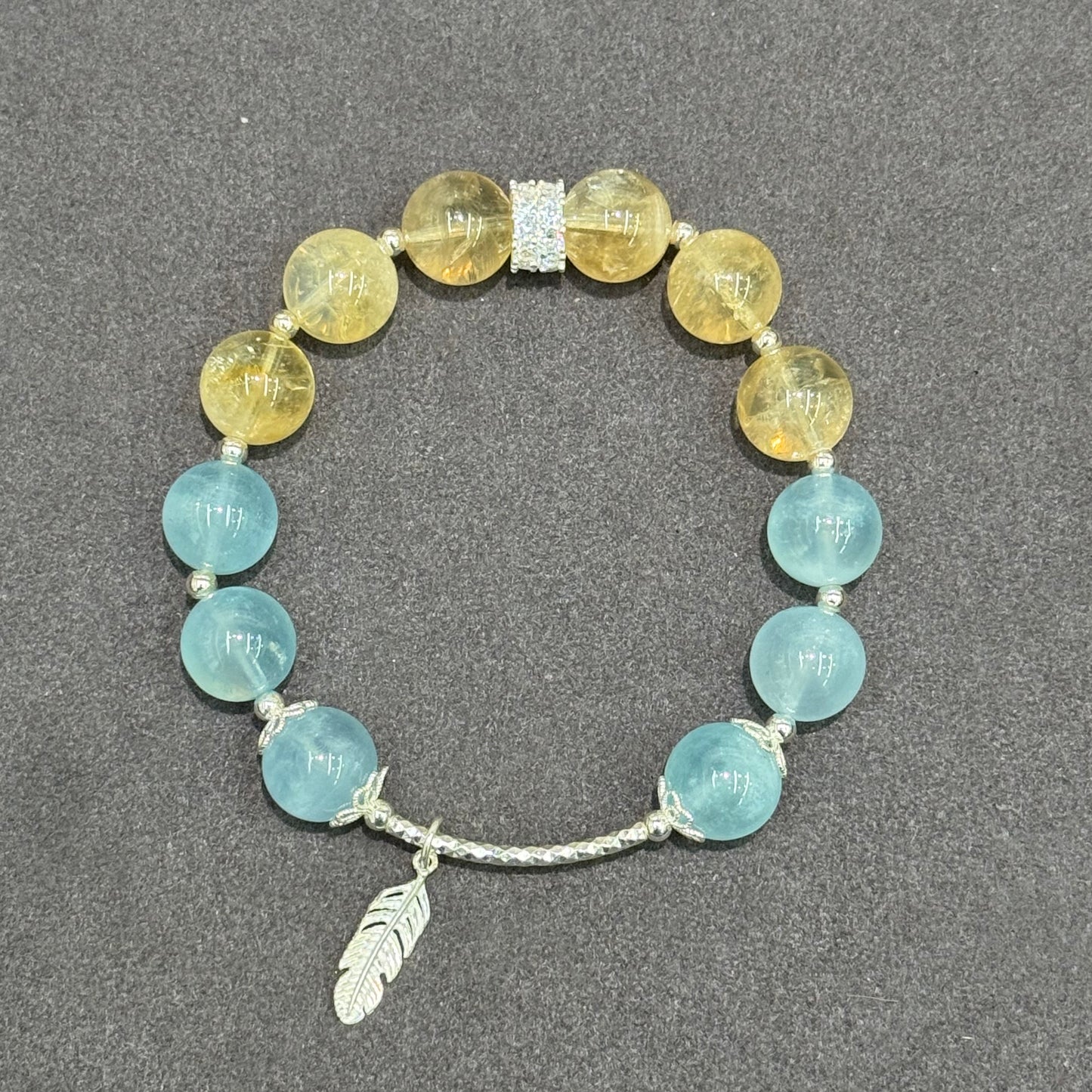 Citrine, Aquamarine & s925 Silver Bracelet - Oceanlight Glow