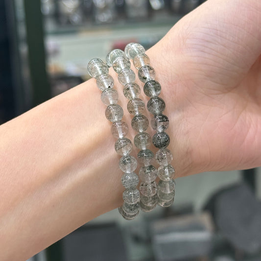 Green Phantom Quartz Bracelet (Layered Icy-Translucent Type) - Verdant Echo