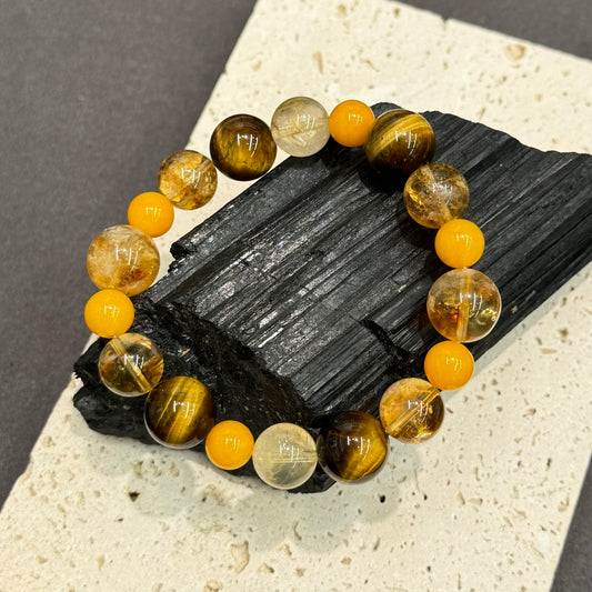 Earth Elemental Flow Multi-Gemstone Bracelet - “The Center Holds, The Soul Blooms.”