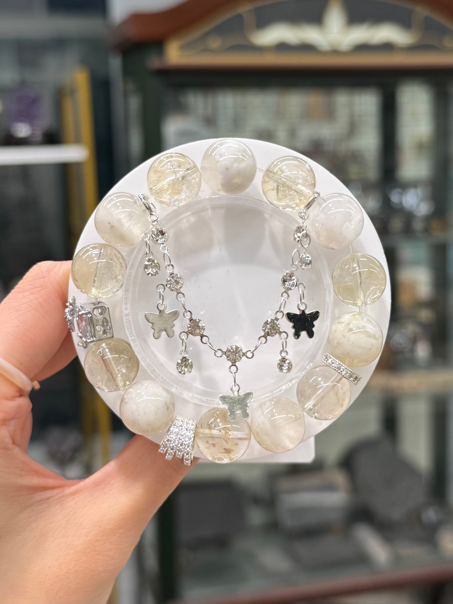 Citrine &amp; Snow Phantom Quartz Bracelet - Golden Echo