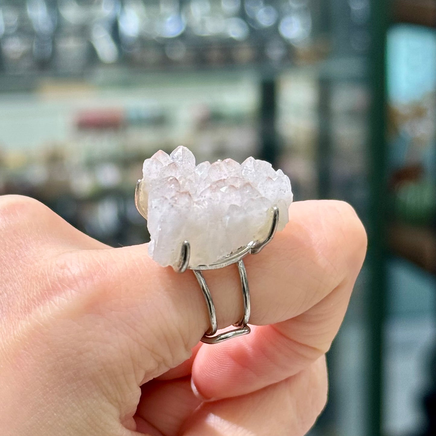 White Quartz · Adjustable Band Ring - Pure Heart