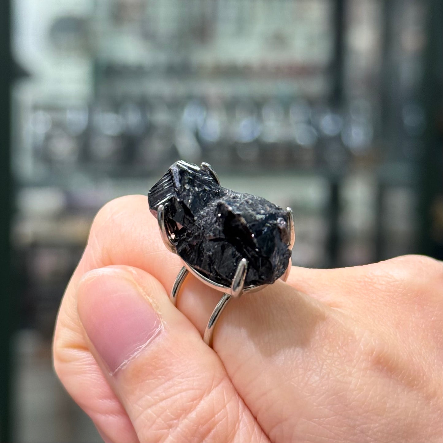 Black Tourmaline · Adjustable Band Ring - Kitten or Whale？