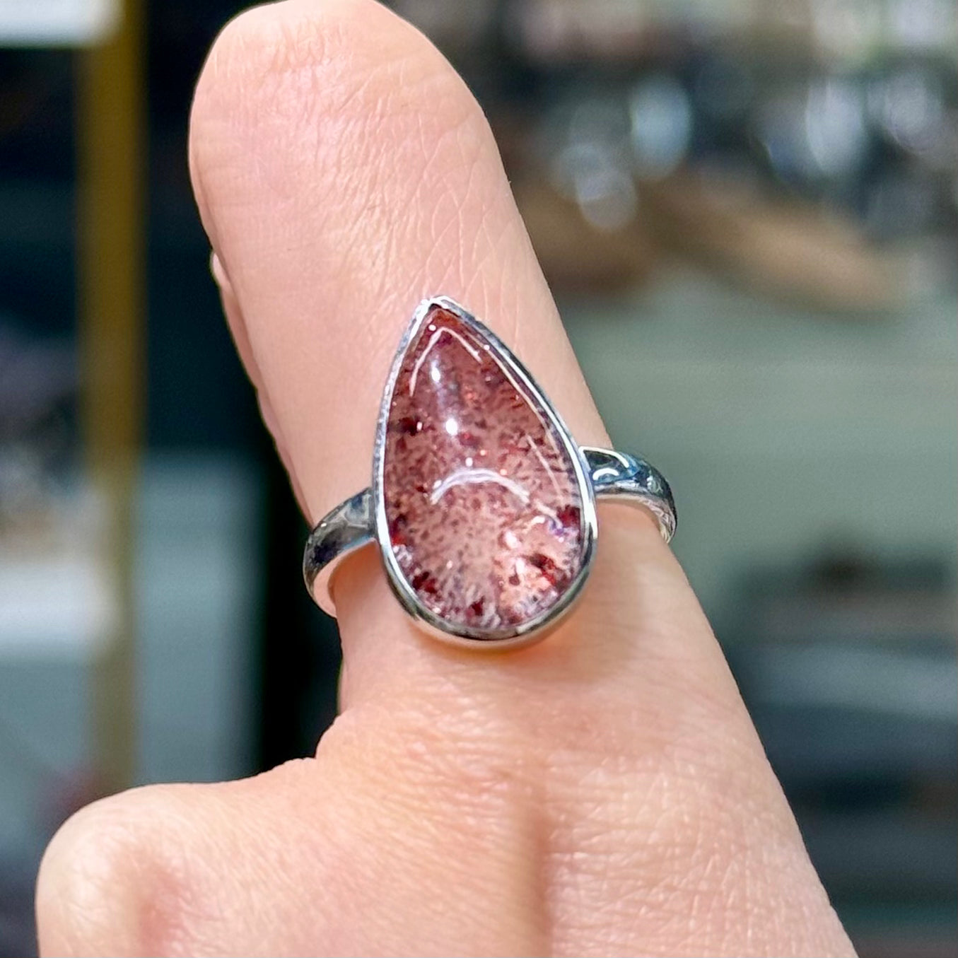 Golden Strawberry Super 7 Quartz · s925 Silver · Adjustable Ring -  Iceflame