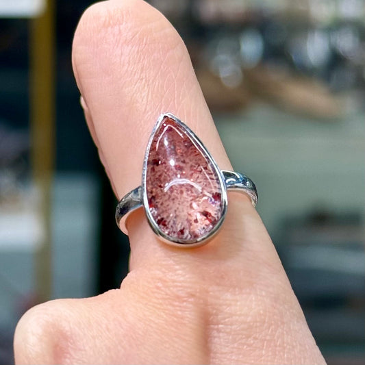 Golden Strawberry Super 7 Quartz · s925 Silver · Adjustable Ring -  Iceflame