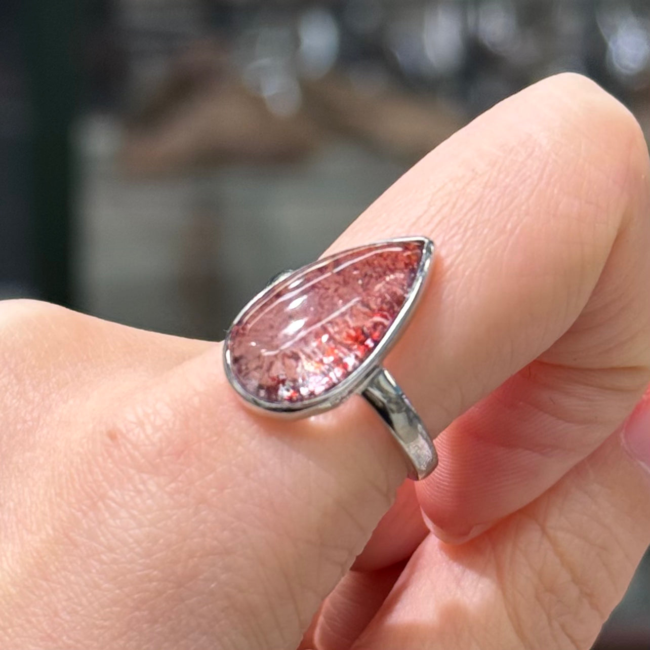 Golden Strawberry Super 7 Quartz · s925 Silver · Adjustable Ring -  Iceflame