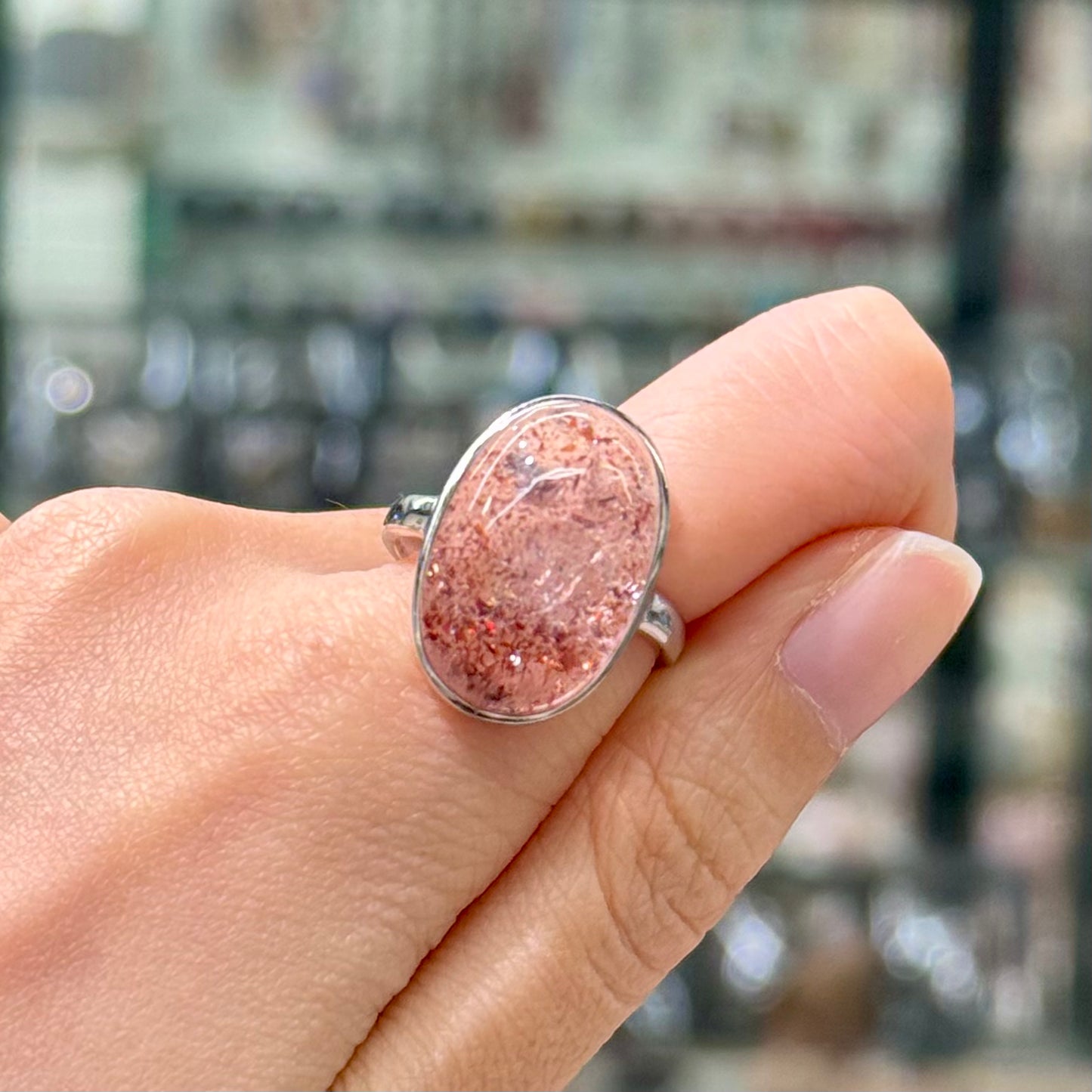 Super 7 Quartz (Golden Strawberry) · 925s Silver · Adjustable Ring- Higanbana in the Mirror