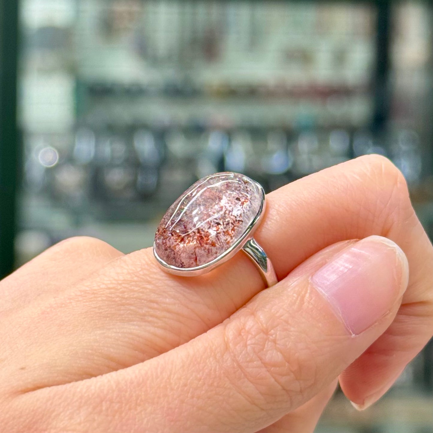 Super 7 Quartz (Golden Strawberry) · 925s Silver · Adjustable Ring- Higanbana in the Mirror