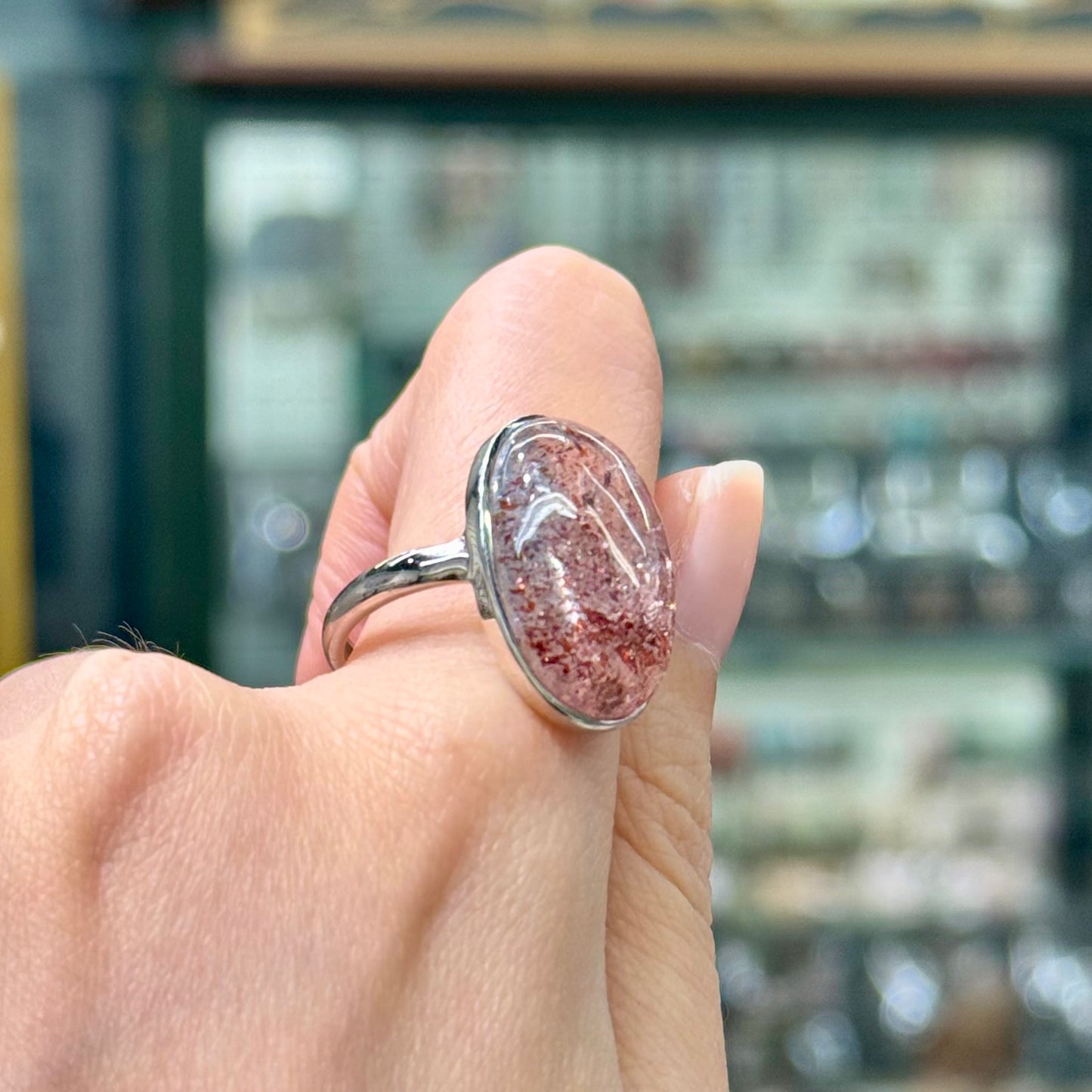 Super 7 Quartz (Golden Strawberry) · 925s Silver · Adjustable Ring- Higanbana in the Mirror