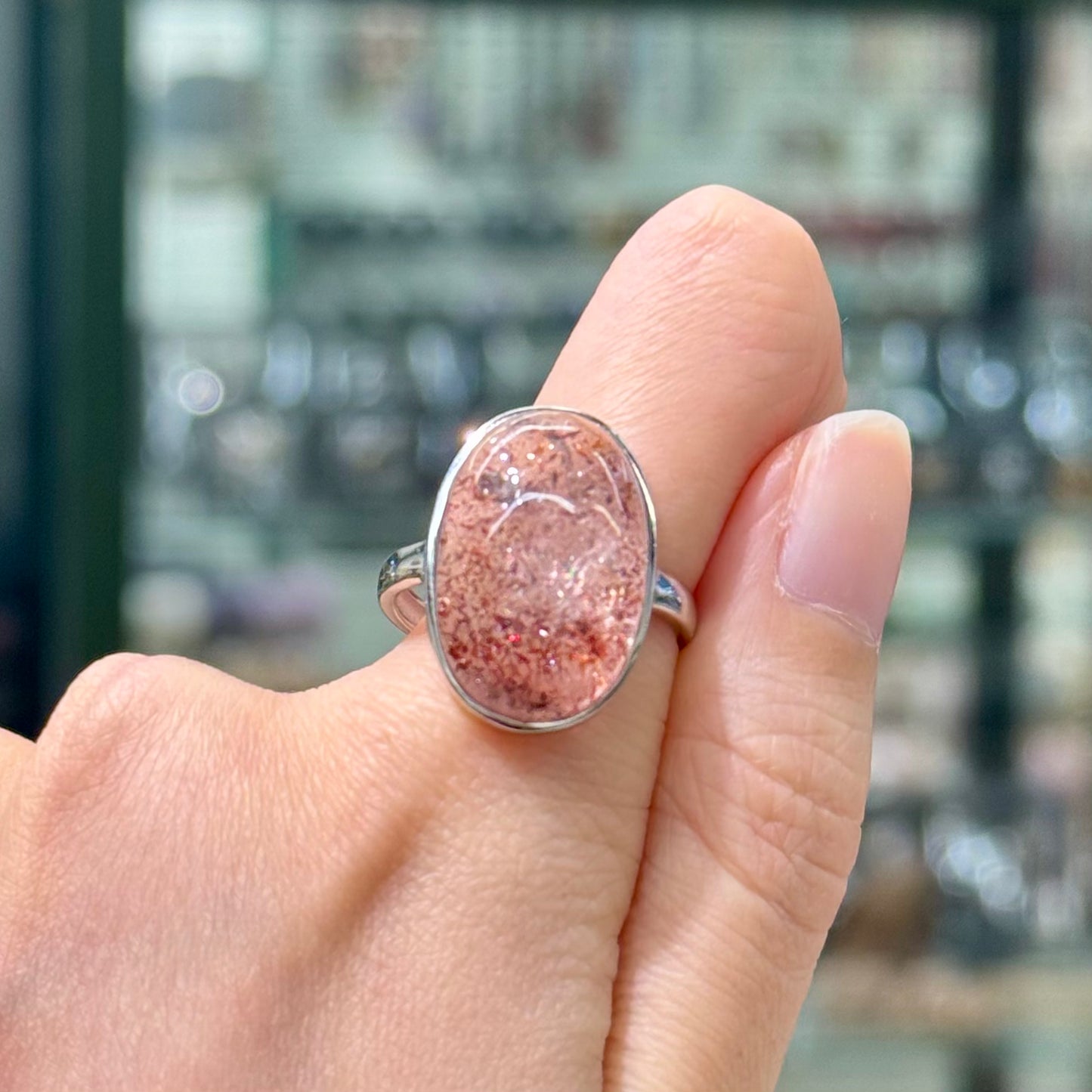 Super 7 Quartz (Golden Strawberry) · 925s Silver · Adjustable Ring- Higanbana in the Mirror