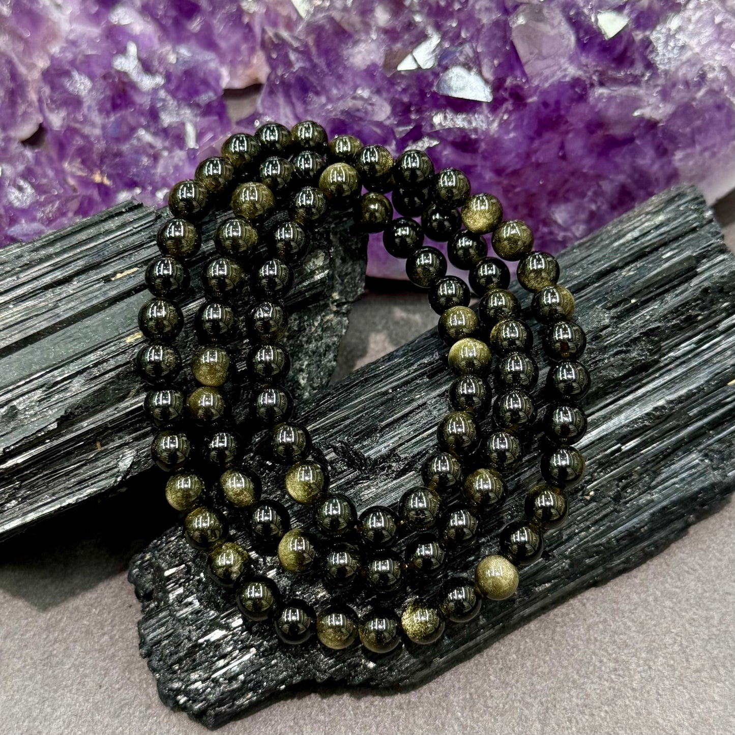 Golden Obsidian Bracelet - Golden Vein Guardian