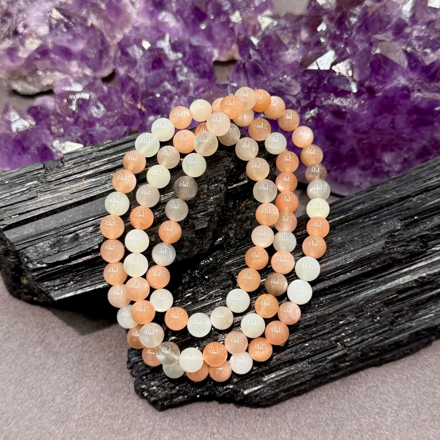 Multi-Color Moonstone Bracelet - Coconut Milk Tea