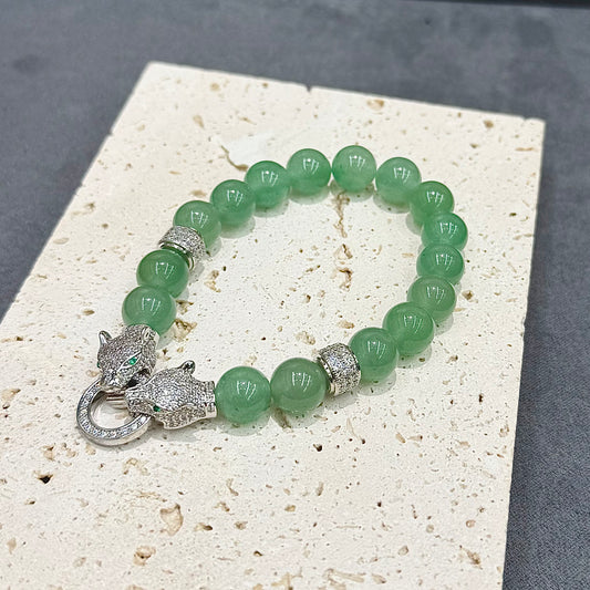 Aventurine Jade Leopardhead Bracelet - Jade Power