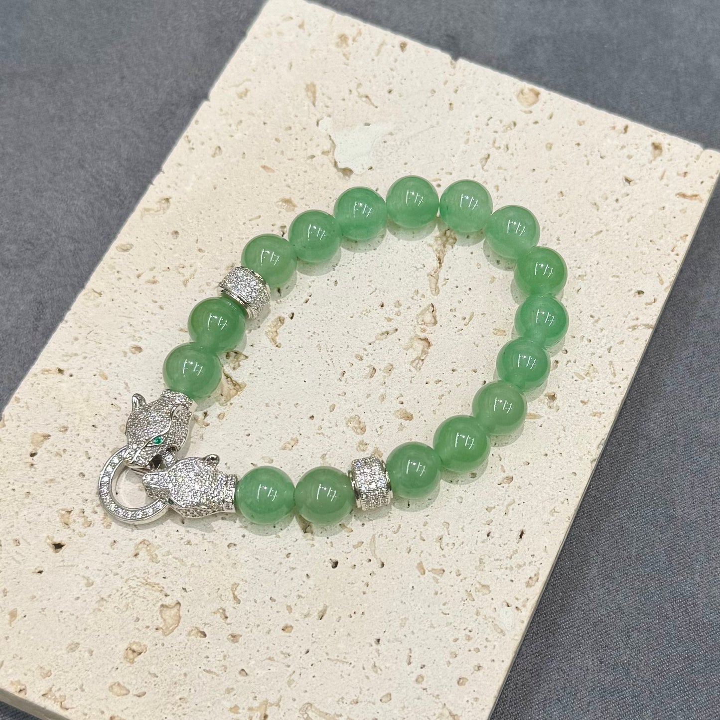 Aventurine Jade Leopardhead Bracelet - Jade Power