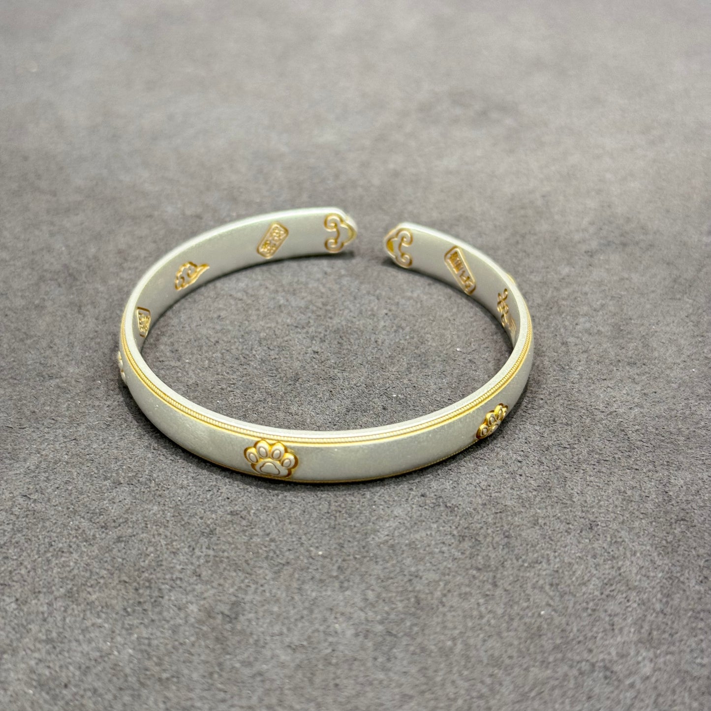 s999 Silver Golden Cloud & Blessing Bangle