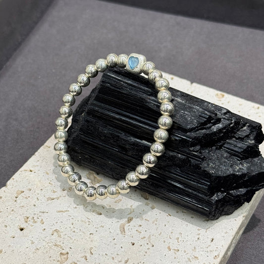 s999 Silver & Aquamarine Treasure Box Bracelet