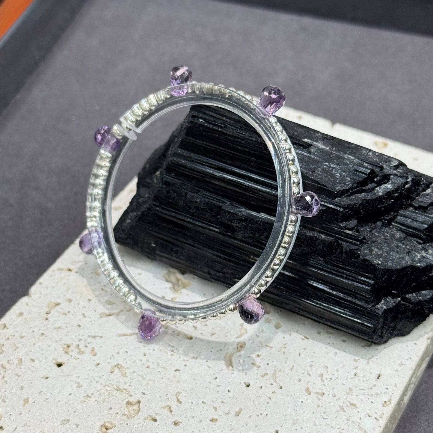 s999 Silver & Amethyst Raindrop Bracelet