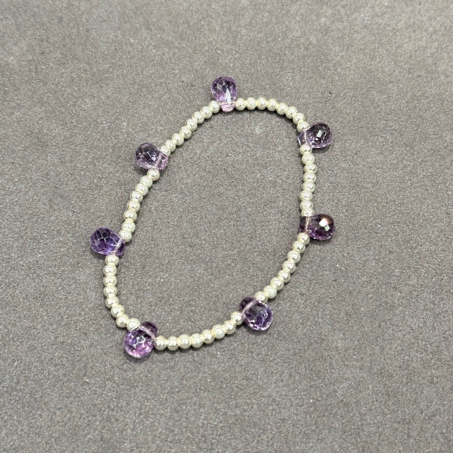 s999 Silver & Amethyst Raindrop Bracelet