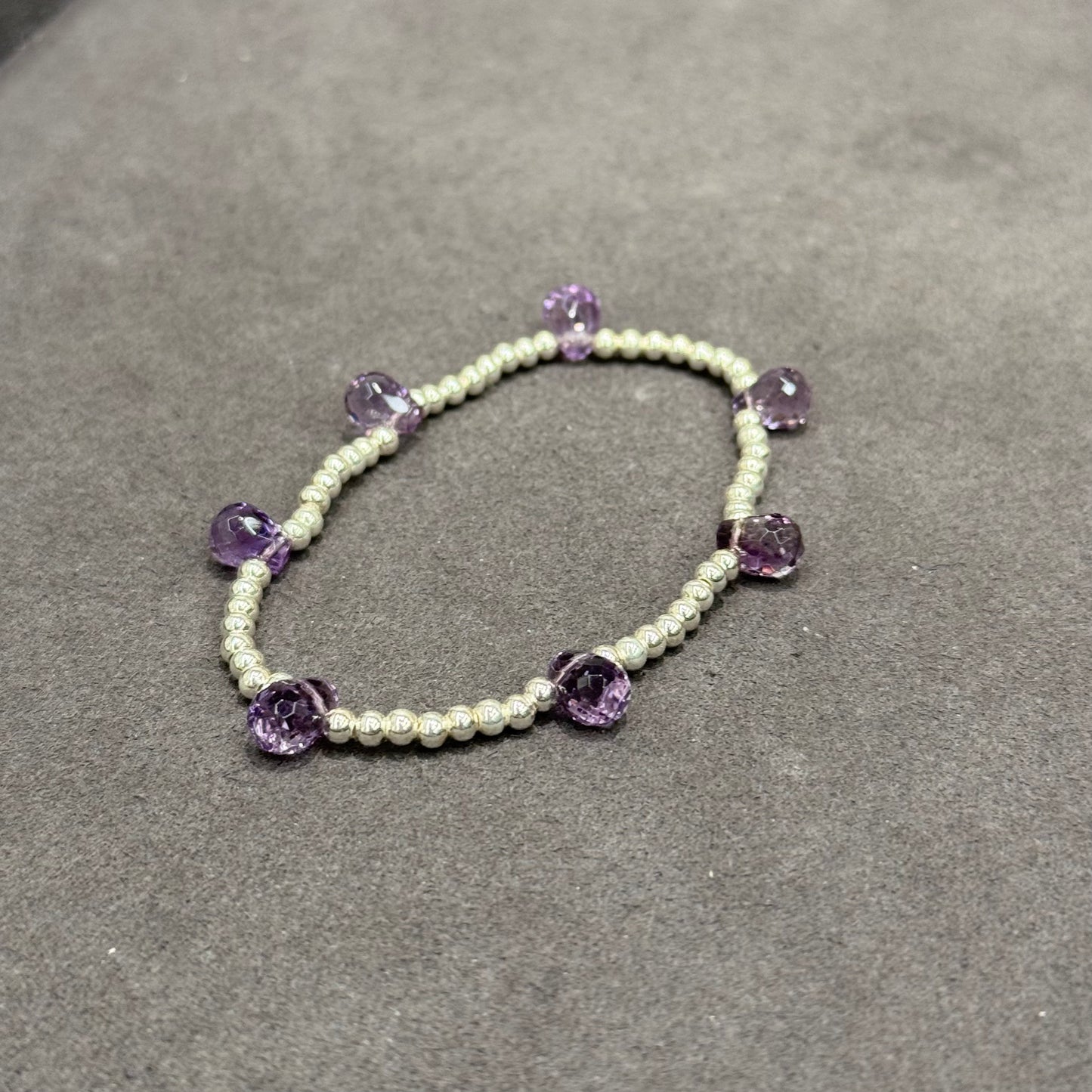 s999 Silver & Amethyst Raindrop Bracelet