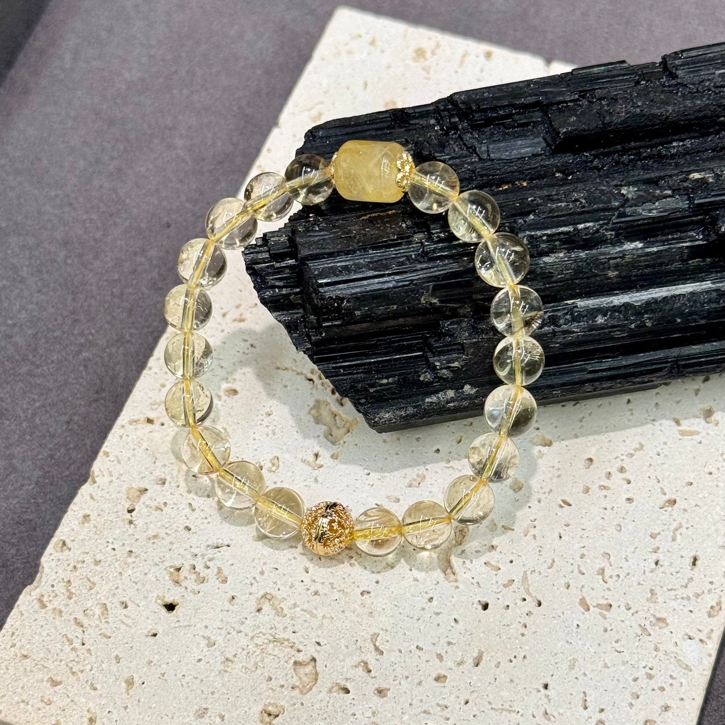 Golden Rutilated Quartz & Citrine Bracelet - Golden Prosperity
