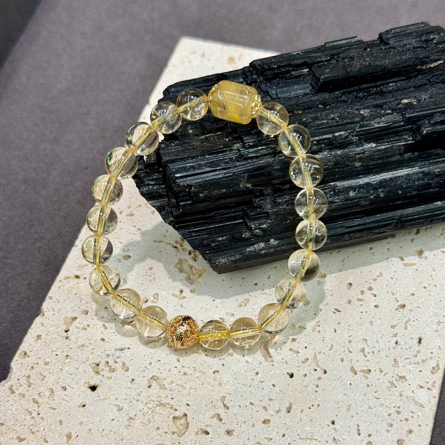 Golden Rutilated Quartz & Citrine Bracelet - Golden Prosperity