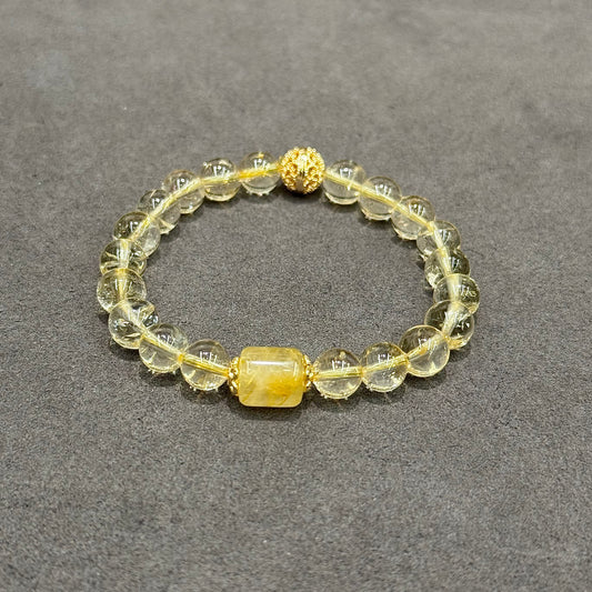 Golden Rutilated Quartz & Citrine Bracelet - Golden Prosperity