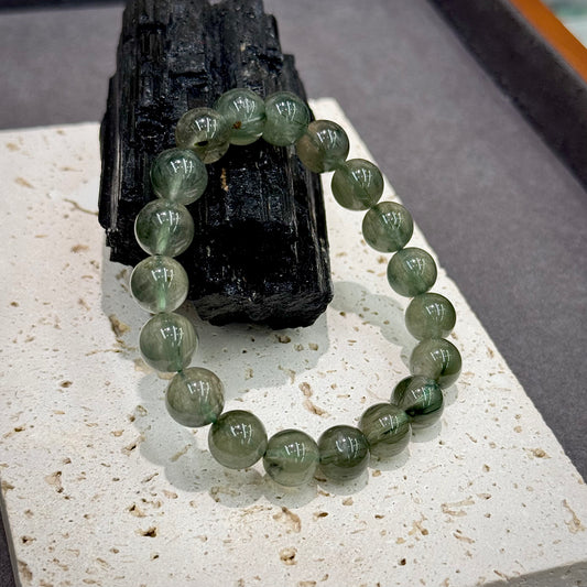 Green Rabbit Hair Quartz Bracelet - Harmony & vitality