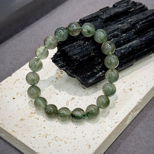 Green Rabbit Hair Quartz Bracelet - Harmony & vitality