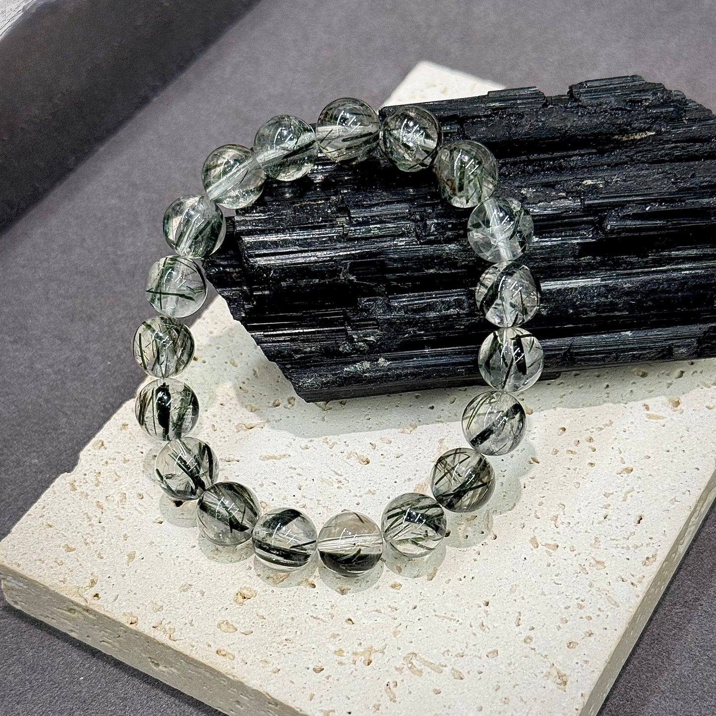 Dark Green Rutilated Quartz Bracelet - Forest