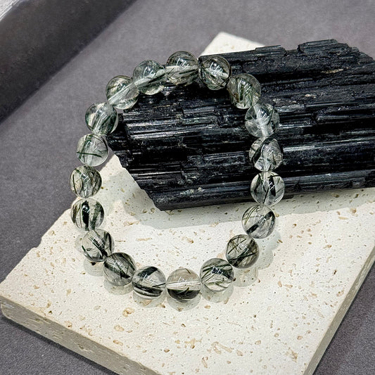 Dark Green Rutilated Quartz Bracelet - Forest