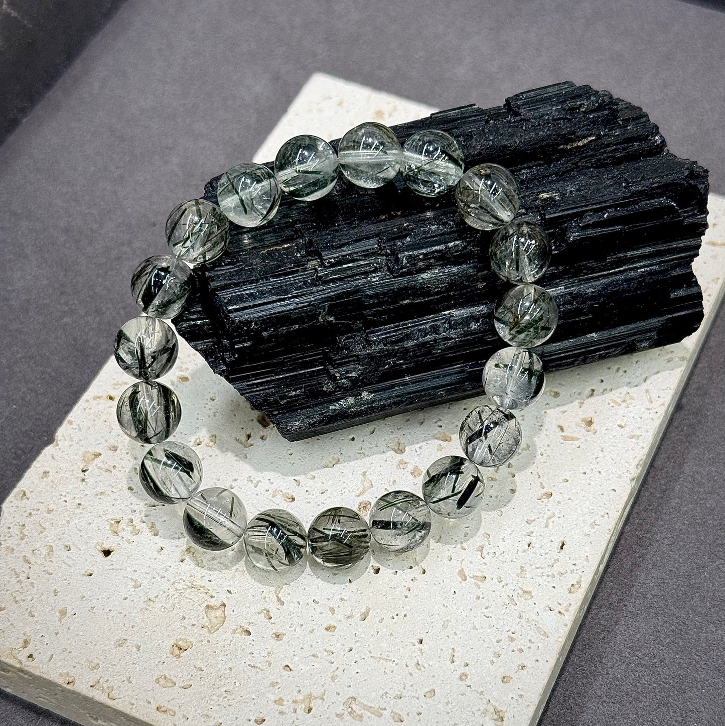 Dark Green Rutilated Quartz Bracelet - Forest