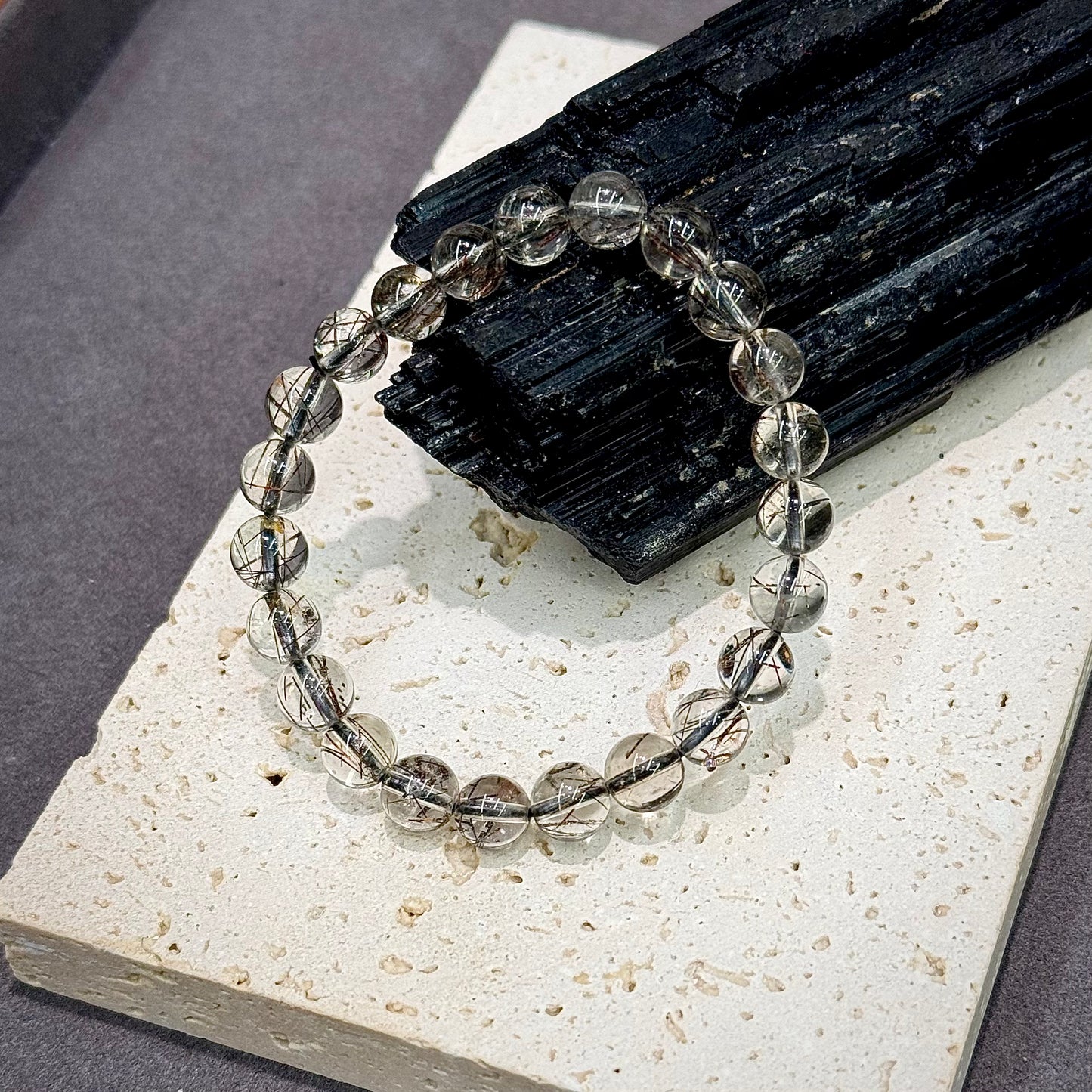 Black Rutilated Quartz Bracelet - Protection