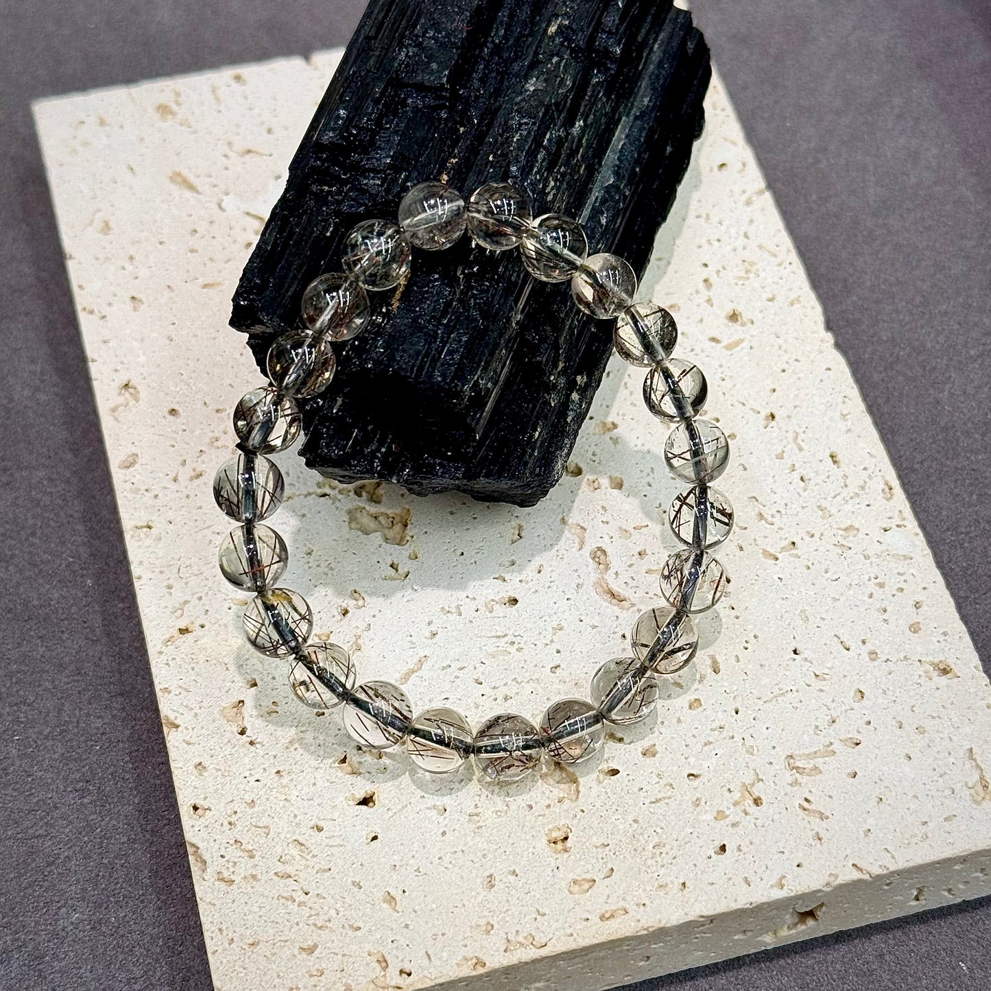 Black Rutilated Quartz Bracelet - Protection