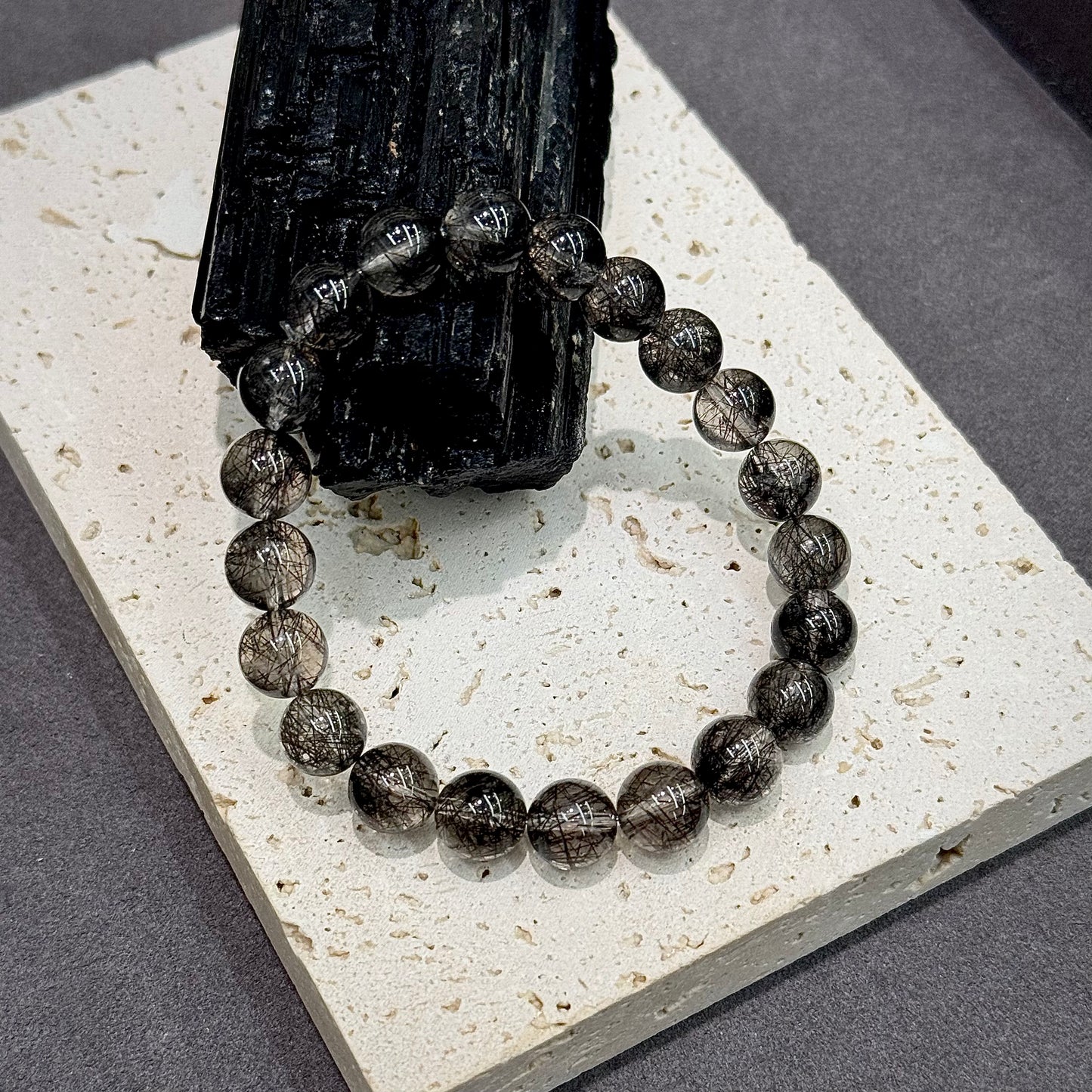 Full Lace Black Rutilated Quartz Bracelet - Mystery & Elegance