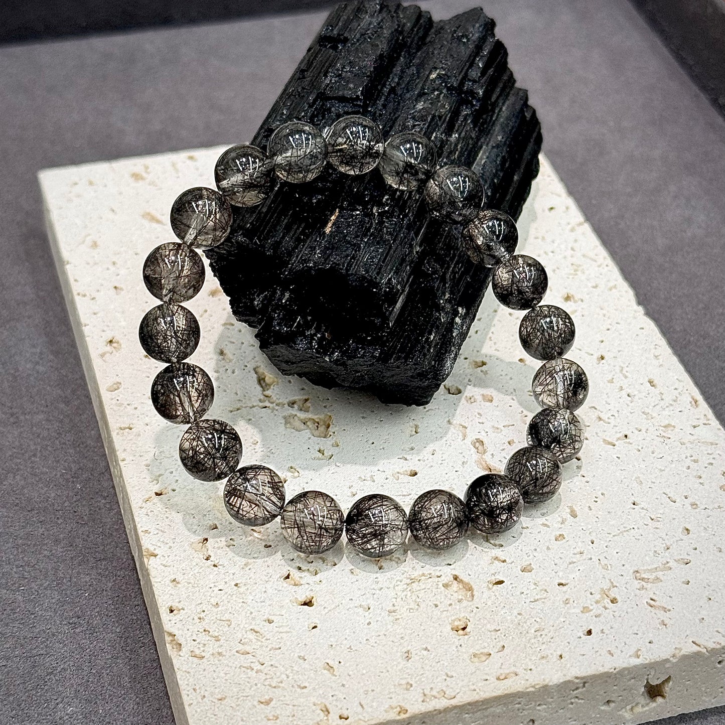 Full Lace Black Rutilated Quartz Bracelet - Mystery & Elegance