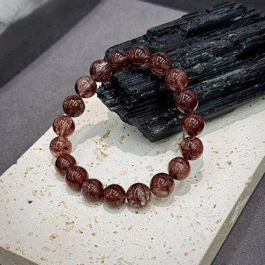 Red Rutilated Quartz Bracelet - Dark Ruby Fire