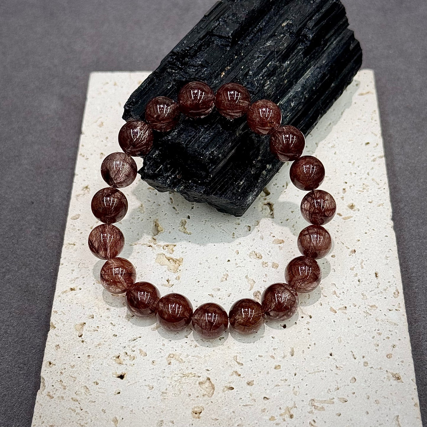Red Rutilated Quartz Bracelet - Dark Ruby Fire