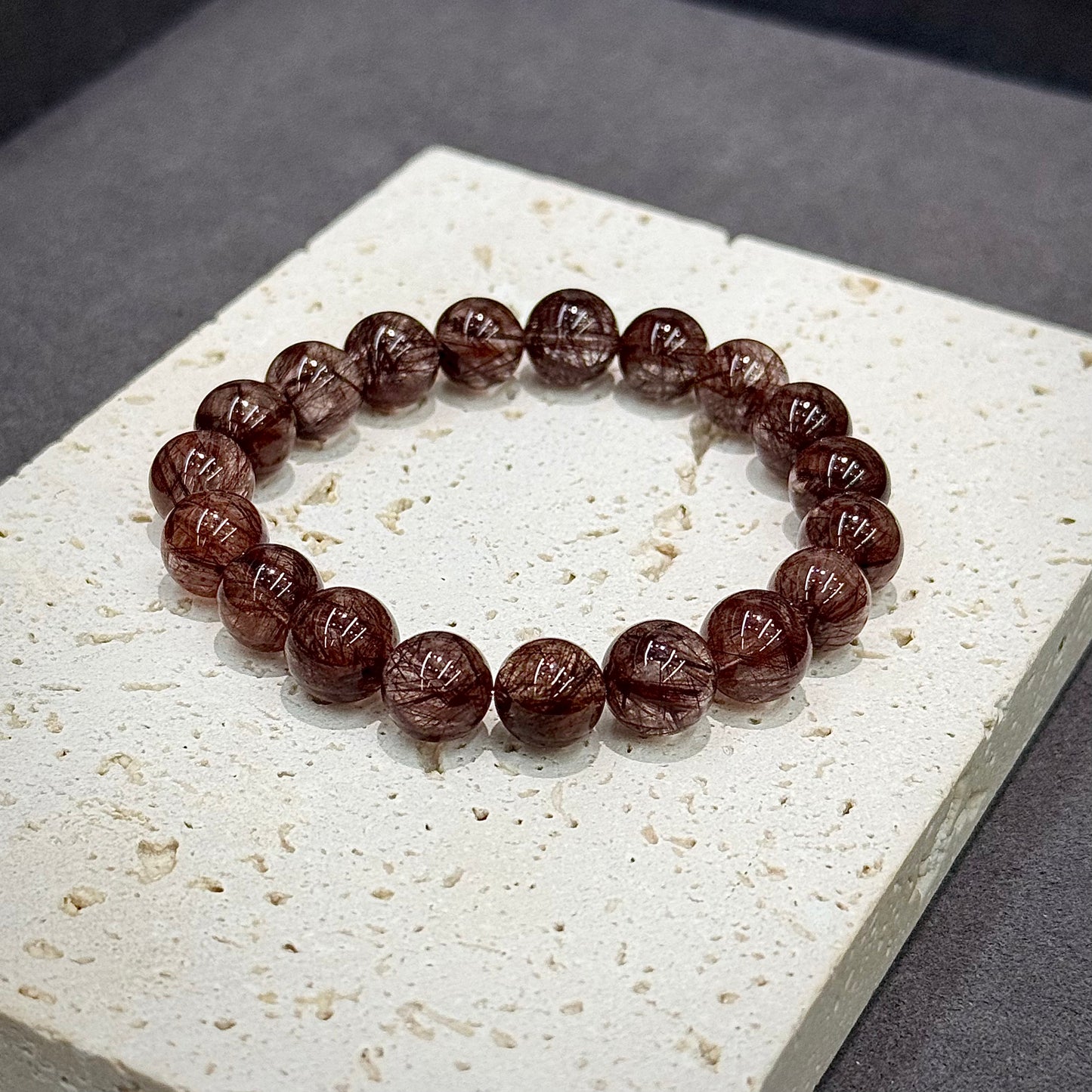 Red Rutilated Quartz Bracelet - Dark Ruby Fire