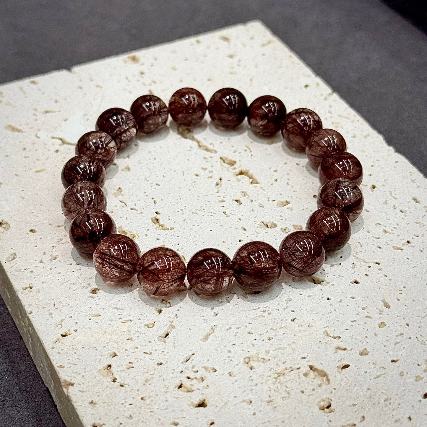 Red Rutilated Quartz Bracelet - Dark Ruby Fire