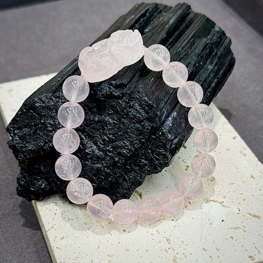 Rose Quartz Pixiu Bracelet - Love & Fortune