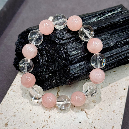 Rose Quartz, Clear Quartz Bracelet - Pure Love · Harmony & Clarity