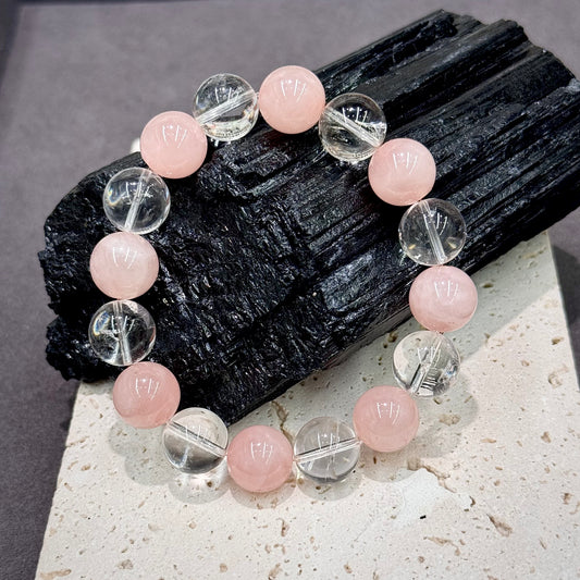 Rose Quartz, Clear Quartz Bracelet - Pure Love · Harmony & Clarity