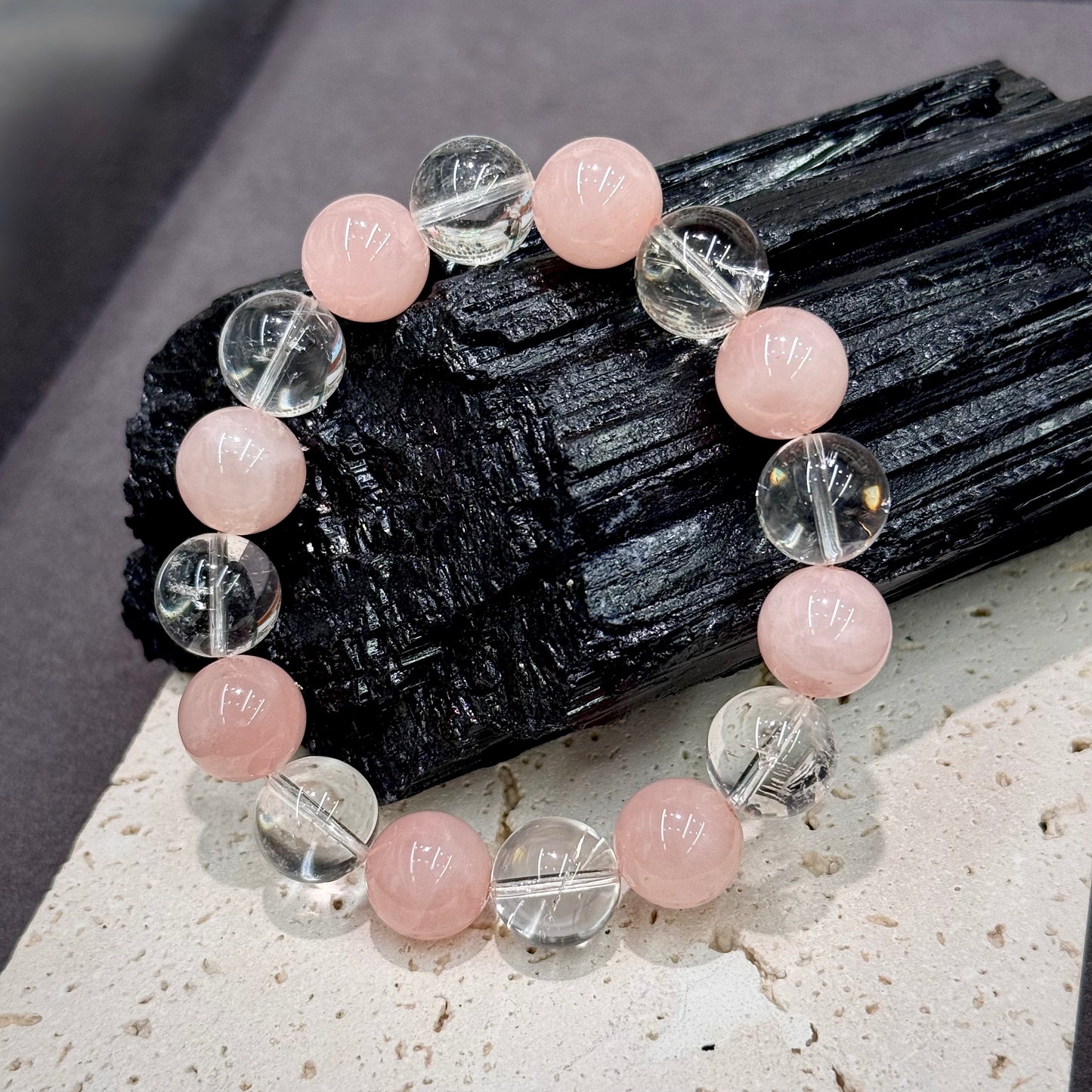 Rose Quartz, Clear Quartz Bracelet - Pure Love · Harmony & Clarity