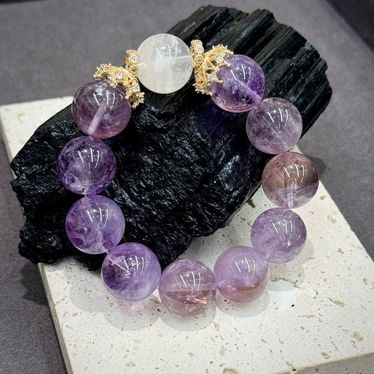 Ametrine, Amethyst, Snow Phantom Quartz Bracelet - Fortune, Career & Protection